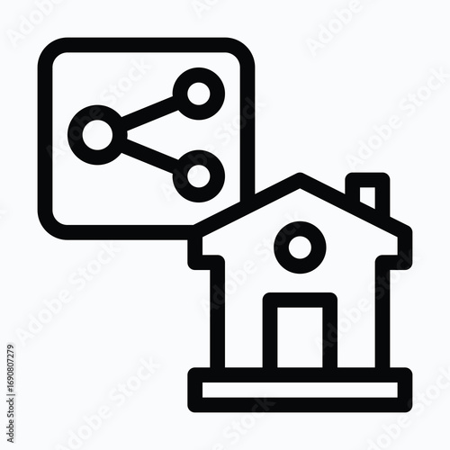 House Sharing Sharing House Isolated Vector Lineal Icon