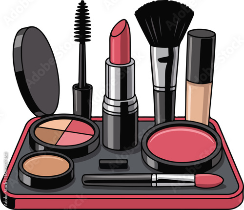Makeup brush and powder set for beauty and cosmetics