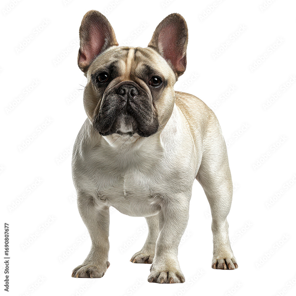 Fototapeta premium Adorable French Bulldog Standing With Sweet Expression and Alert Ears