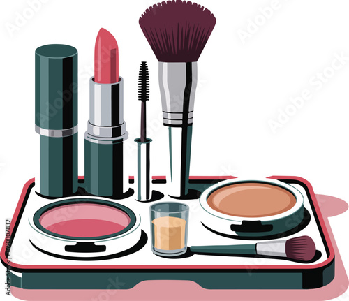 Makeup brushes and powder set for beauty and cosmetics