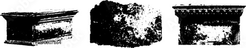 Grunge black and white illustration set of decorative architectural elements