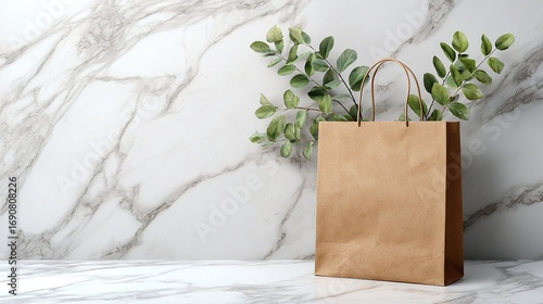 Wallpaper Mural Elegant Brown Paper Bag Mockup: Minimalist Branding & Eco-Friendly Design Torontodigital.ca