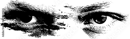 Grunge black and white eye illustration for artistic design projects