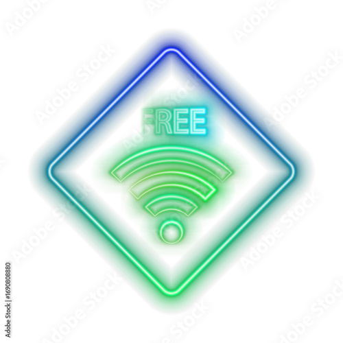 Glowing neon line Wi-Fi wireless internet network symbol icon isolated.Free Wi-Fi - neon sign. Wireless internet access point.neon Free Wifi