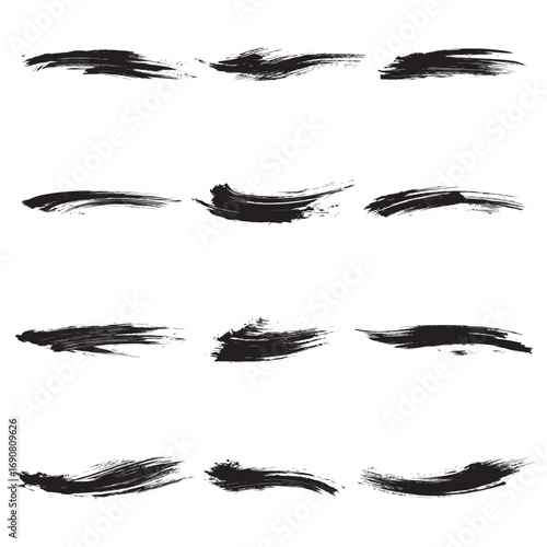 Brash stroke set black color design Painted illustration.