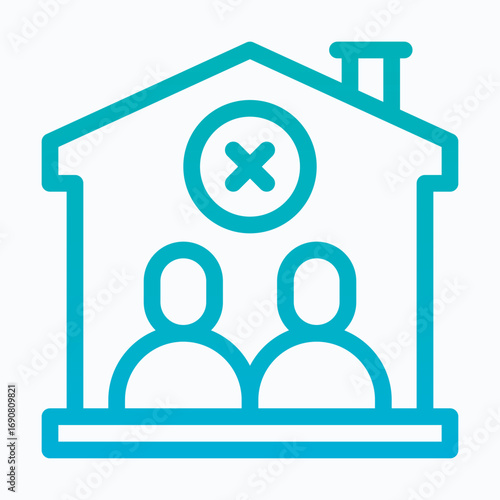 Family Refusal Sharing House Isolated Vector Lineal Gradient Style Icon