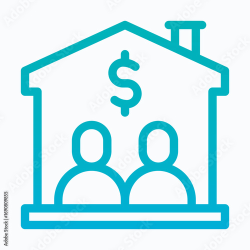 Sharing Home Rent Isolated Vector Lineal Gradient Style Icon