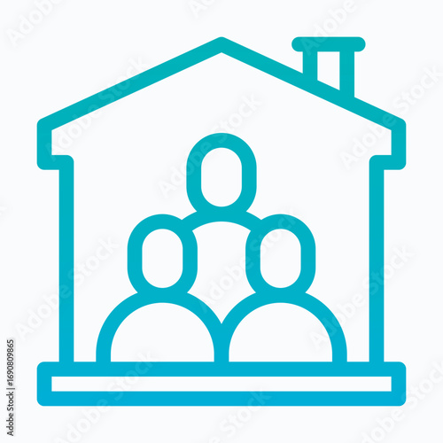 Roommates in Sharing House Isolated Vector Lineal Gradient Style Icon