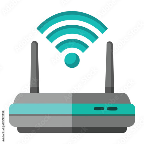 Network Router Color Icon – Wireless Internet Connection Vector