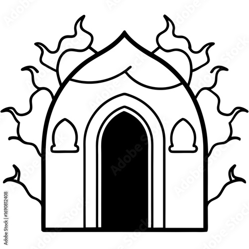 silhouette of a church