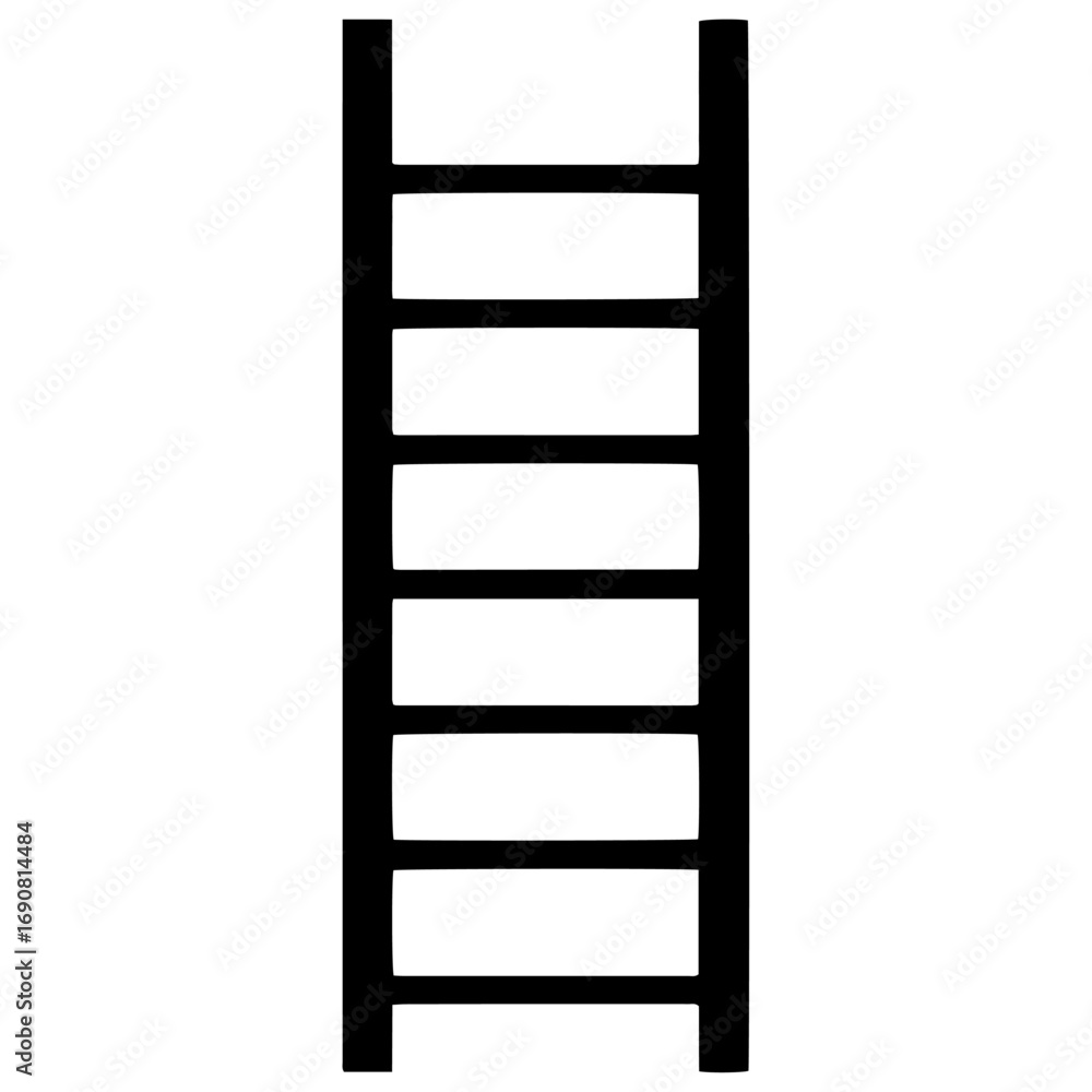 Minimal Black Silhouette Ladder Icon, Flat Design Minimal Black Silhouette Ladder Icon, Flat Design