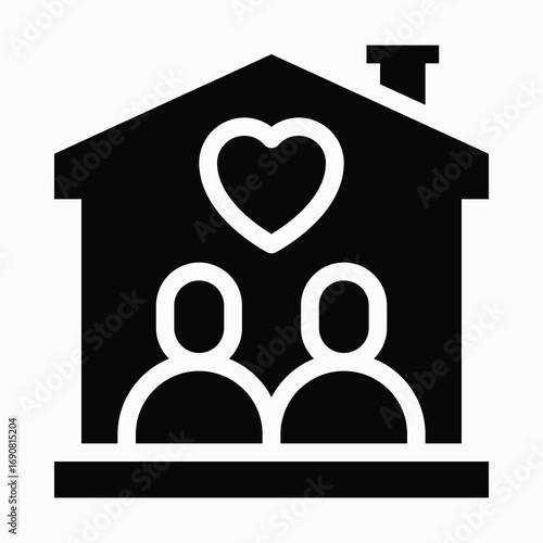 Family Love Sharing House Isolated Vector Silhouette Style Icon