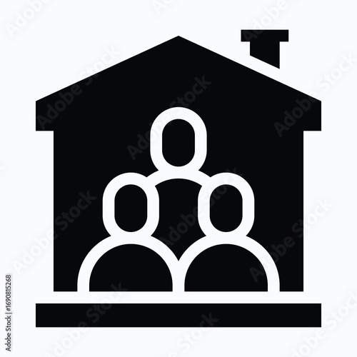 Roommates in Sharing House Isolated Vector Silhouette Style Icon