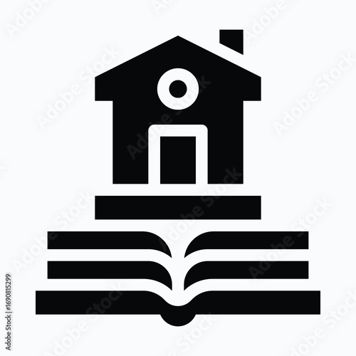 House with Book Sharing House Isolated Vector Silhouette Style Icon