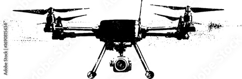 Grunge black and white drone illustration for urban design projects