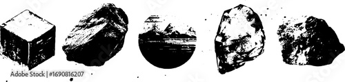 Grunge black and white abstract fragment designs for creative projects