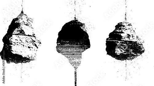 Gothic grunge black and white illustration set for creative design