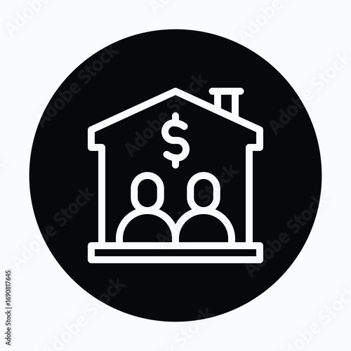 Sharing Home Rent Isolated Vector Flat Circular Icon