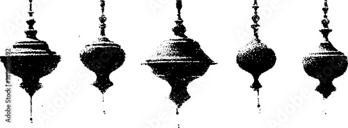 Grunge black and white gothic ornamental set for urban decor and design projects