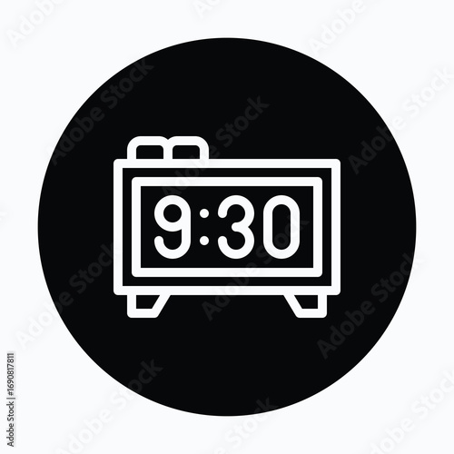 Alarm Clock Isolated Vector Circular Style Icon