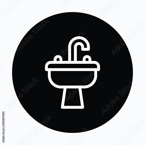Sink Isolated Vector Circular Style Icon