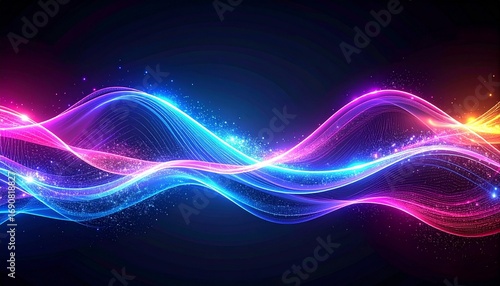 Glowing wave lines with bright neon energy futuristic digital modern abstract background
