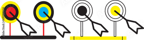 Animated hand-drawn arrow through circle icon in continuous line style motion graphic art. Goal achievement and penetration symbo