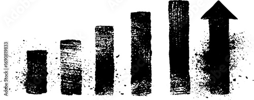 Grunge black and white growth illustration for business and financial concepts
