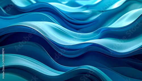 Wavy ripple lines in blue and turquoise tones smooth flowing water inspired abstract background
