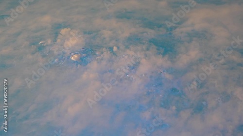 Swimming pool with dry ice creating a dramatic smoke effect that resembles a volcanic eruption, used for events and special visual effects. 4 k video