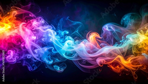 Smoke texture with colorful swirling shapes mysterious glowing artistic abstract background
