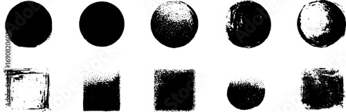Grunge black and white halftone shapes for design and decoration