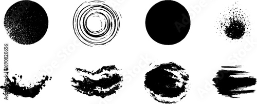 Grunge black and white halftone elements set for design and art projects