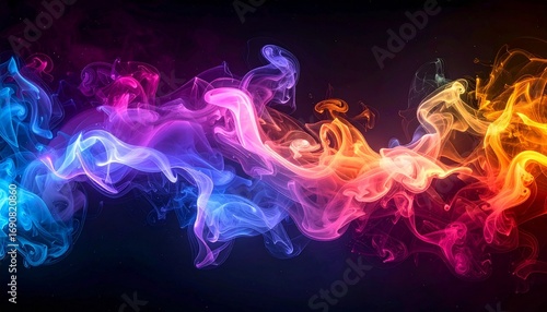 Smoke texture with colorful swirling shapes mysterious glowing artistic abstract background
