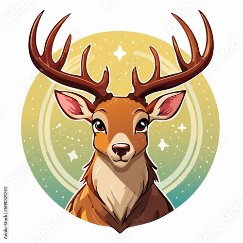 Majestic Deer Portrait A Charming Illustration of a Noble Creature