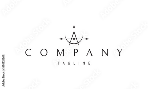 A vector logo featuring an abstract image an alchemical instrument, symbolizing mystery, knowledge, transformation, and ancient science.