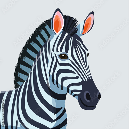 Detailed graphic illustration of a majestic zebra showcasing its distinctive black and white striped coat and elegant profile, a symbol of African wildlife and natural beauty