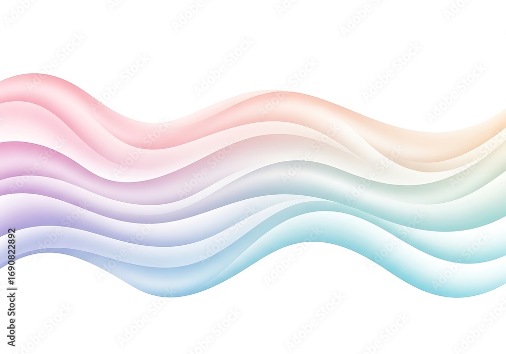 Naklejka premium Pastel gradient fluid waves forming a gentle, flowing motion on a clean white canvas backdrop