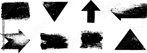 Grunge black and white hand-drawn arrow and shape collection for design elements