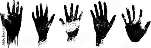 Grunge black and white hand stencil collection for artistic and urban design projects