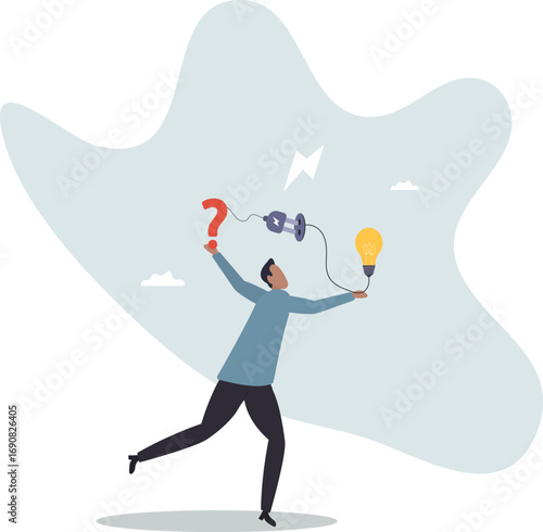 Solution solving problem, answer to hard question or creativity idea and innovation help business success, leadership to overcome difficulty,about a man and his life.