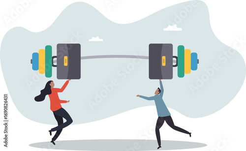 Teamwork to support for success, cooperate or collaboration to achieve strength, help or togetherness for business solution .about a man and his life.