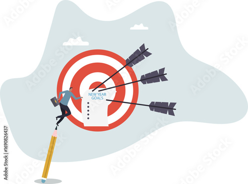 Set new year goals, target or resolution at the beginning of the year, determination or inspiration to improve and success.about a man and his life.