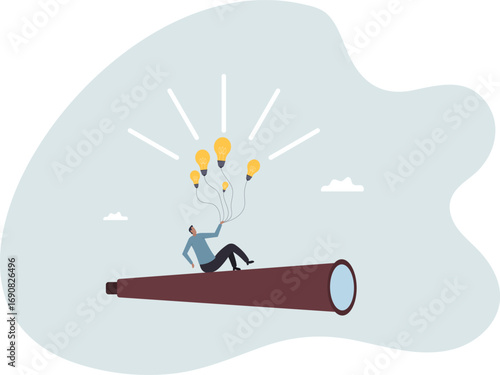Business ideas, creativity or innovation to searching for new success, finding solution or imagination, visionary or new opportunity.about a man and his life.