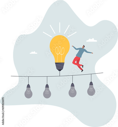 Difference idea innovation, discover opportunity to success, creativity or passion to improve career, wisdom or smart discovery.about a man and his life.