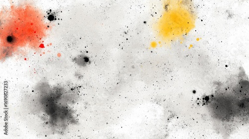 Abstract Art: A White Canvas with Black and Yellow Splatters