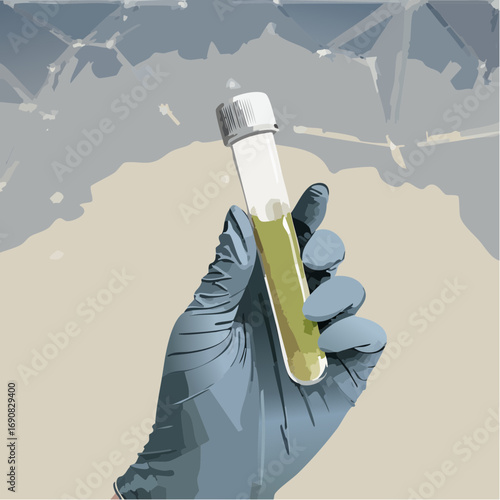 Scientific discovery concept showing a lab technician holding a specimen in a test tube for analysis and biotechnology research