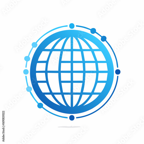 Global network connection icon with interconnected dots around a stylized world globe, representing communication and technology