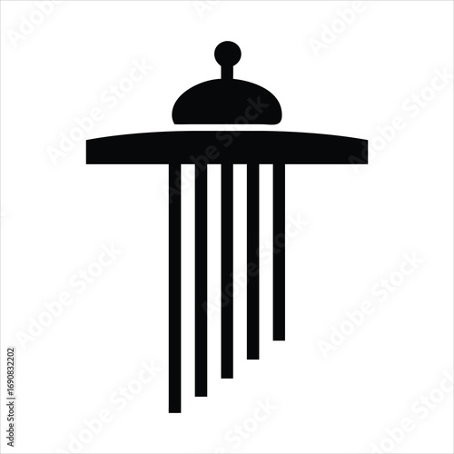 Simple black silhouette of a wind chime with a dome top