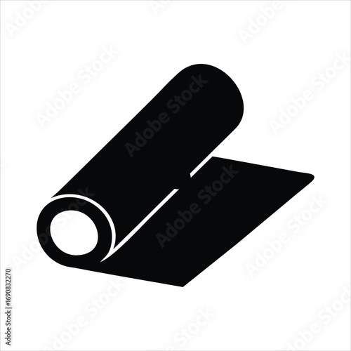 Black silhouette of a rolled up sheet of paper or fabric